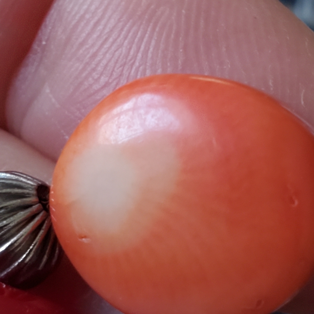 Vibrant Genuine Coral Red Orange Shell Ring - image 3